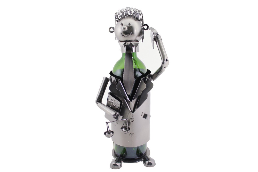 Lawyer with Justice Scale Wine Bottle Holder Display