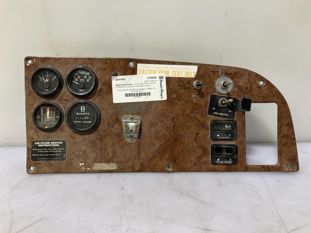 2001-2005 Peterbilt 378 GAUGE AND SWITCH Dash Panel - Used