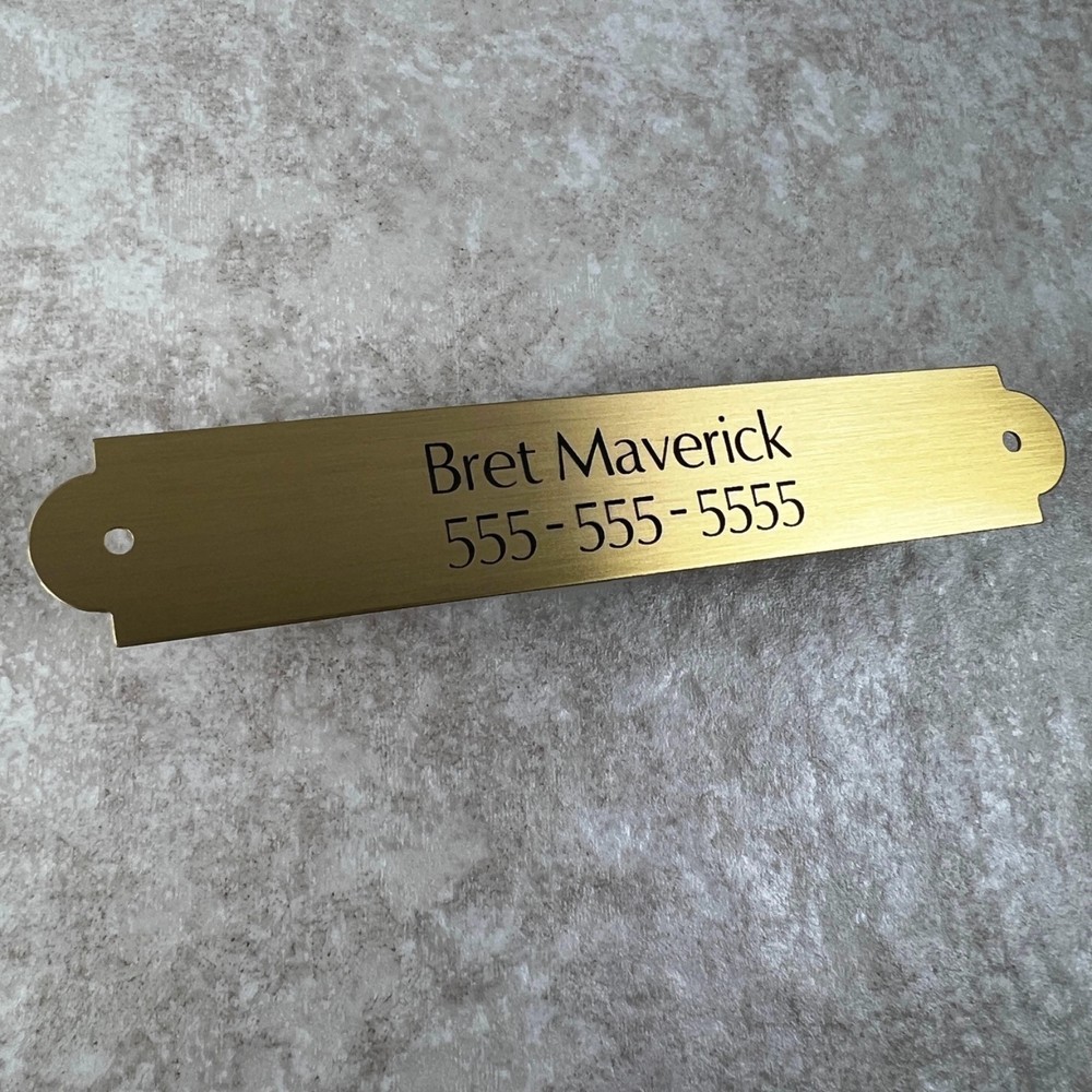 Custom Engraved Tags Personalized NAME PLATE Stained BRUSHED BRASS EXTRA LARGE