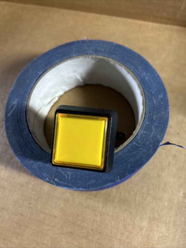 Nos Square Yellow Light Up Button W/Switch Arcade game Part Fm28