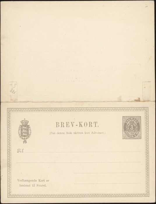 DENMARK, 1888. Paid Reply Post Card H&G 26, Mint