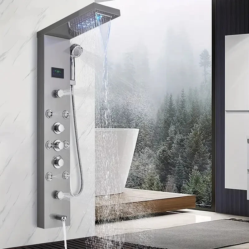 ELLO&ALLO Rainfall Waterfall Shower Panel Tower Rain Massage System Body Spa Jet