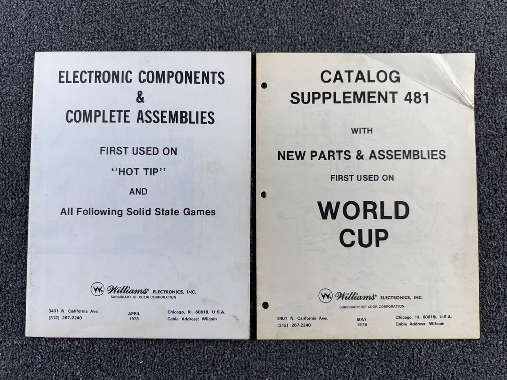 Williams World Cup Pinball Machine Game Manual Schematics Packet Lot ORIGINAL