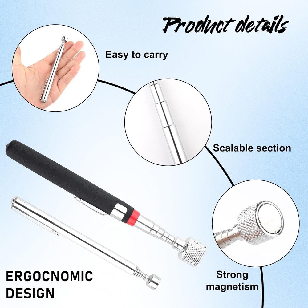 3 Pack Telescoping Magnet Pick up Tool Set，Extendable Magnetic Pick Up Tools a