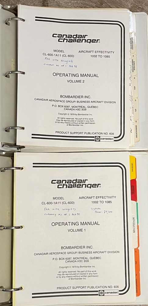 Canadair Challenger Flight & Operating Manuals + Quick Reference PSP600-1 Plane