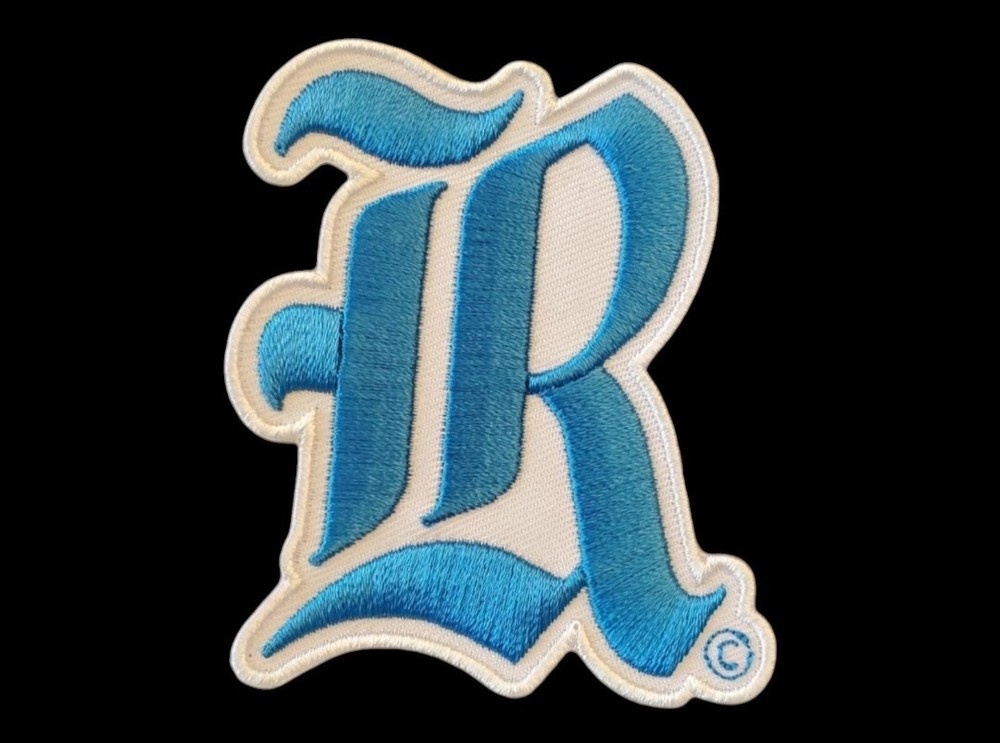Blue Rice R Patch. Fully Embroidered. Iron On Patch 3"x 2.5"
