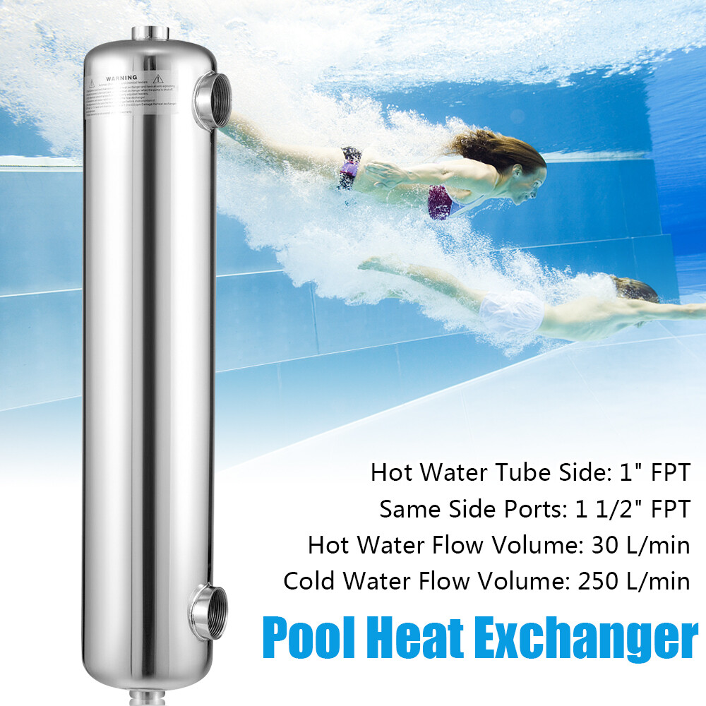Swimming Pool Heat Exchanger 200 kBtu/hour 1"+1 1/2" FPT 304 Stainless Steel