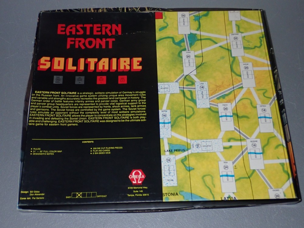 Eastern Front Solitaire Omega Games 1st Ed, 1986 Unpunched, Complete
