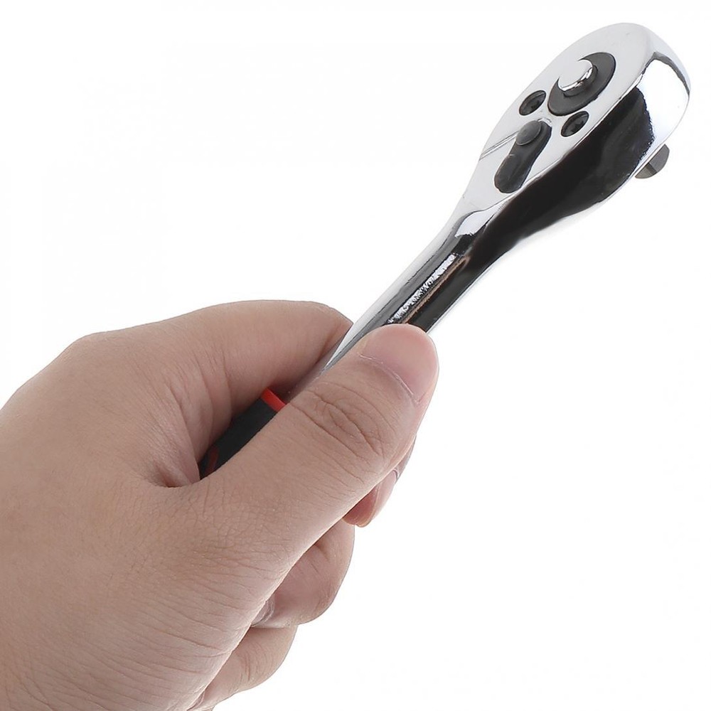 1/4" Drive Ratchet Socket Wrench Non-slip Handle 24 Tooth Quick-Release Chrome