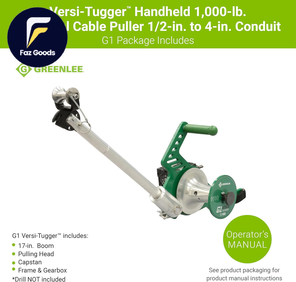 G1 Versi-Tugger Handheld 1,000-Lb. Electrical Cable Puller, 1/2" - 4"
