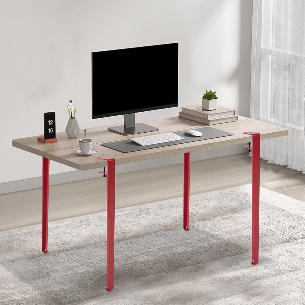 4Pcs Red Adjustable Table Clamp Legs, Sturdy F-Shaped Design