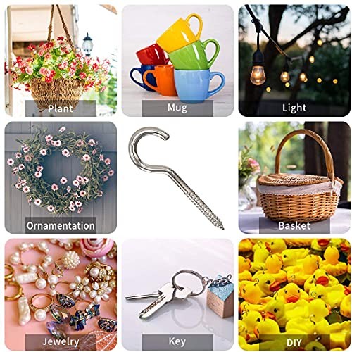 Heavy Duty Large Screw Hook Ceiling Hook Cup Hook Pcs 3 Inch 20 Silver