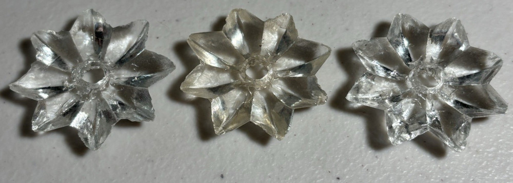 3 MATCHING VINTAGE OLD SOLID GLASS HARDWARE TRIM STARS