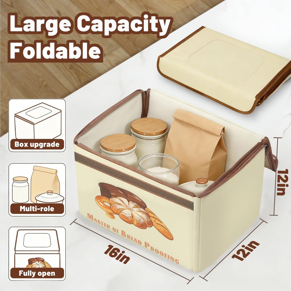 Foldable Bread Proofing with 3-Sided Even Heating, 68–131°F Precise Temp Cont...