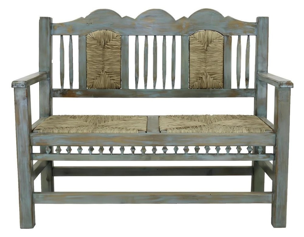 West Hill Turquoise Palm Bench