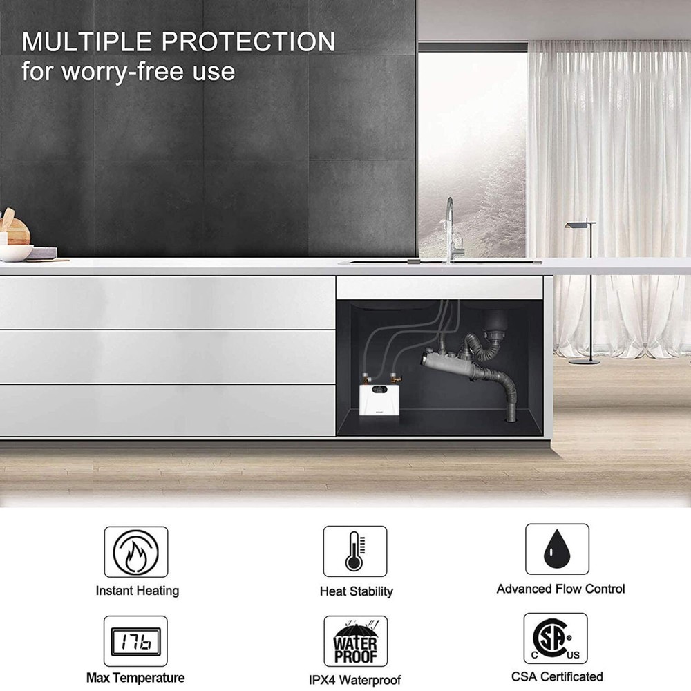 220V Electric Tankless Instant Hot Water Heater Under Sink Tankless Water Heater