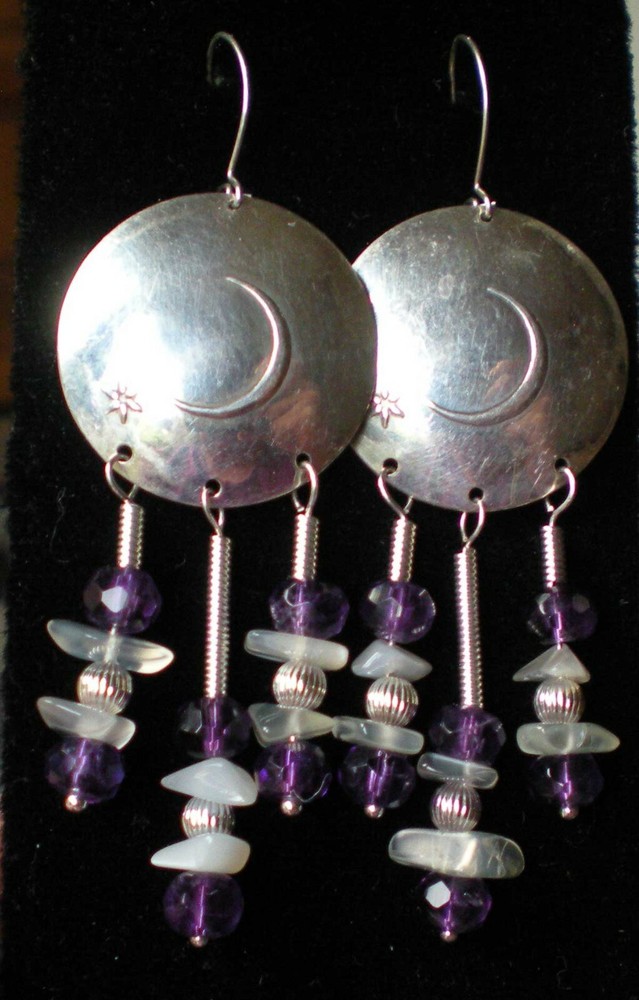 Amethyst & Moonstone Sterling Silver Earrings e164