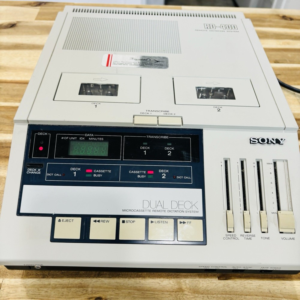 Sony RD-400 Microcassette Remote Dictation System Dual Deck Recorder Transcribe