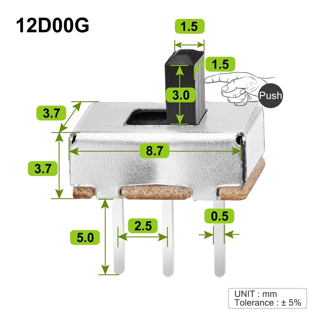Reliable 3mm SPDT Mini Slide Switch - 70 Pack for PCB & Breadboard Applications