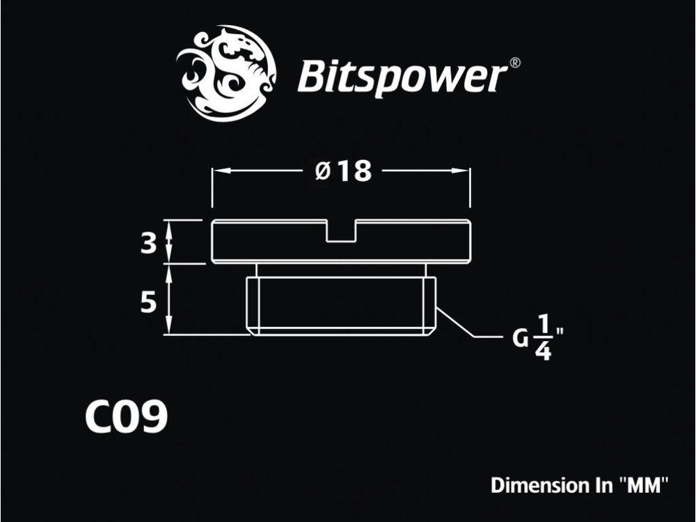 Bitspower Deep Blood Red Low-Profile Stop Fitting G1/4" - BP-DBRWP-C09