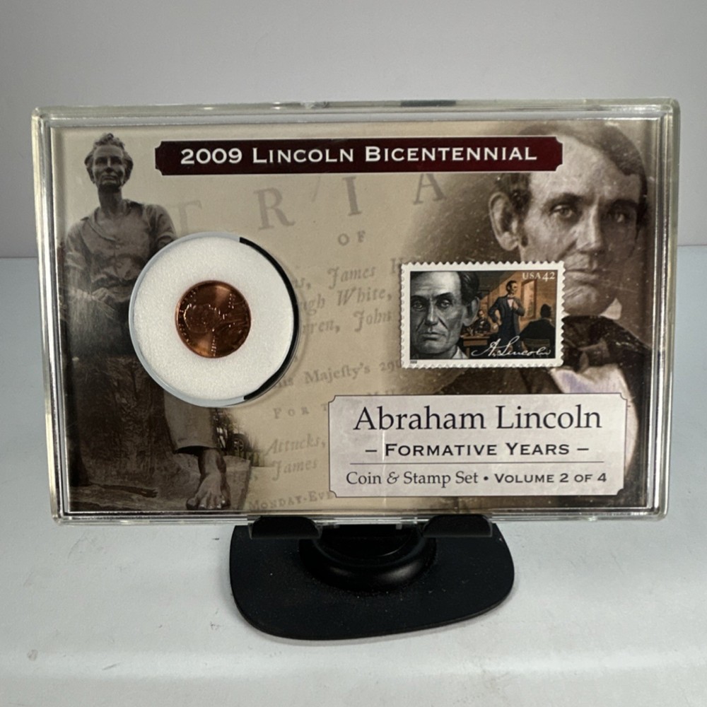 2009 Lincoln Bicentennial Cent Formative Years Coin & Stamp Set Small Cent RD