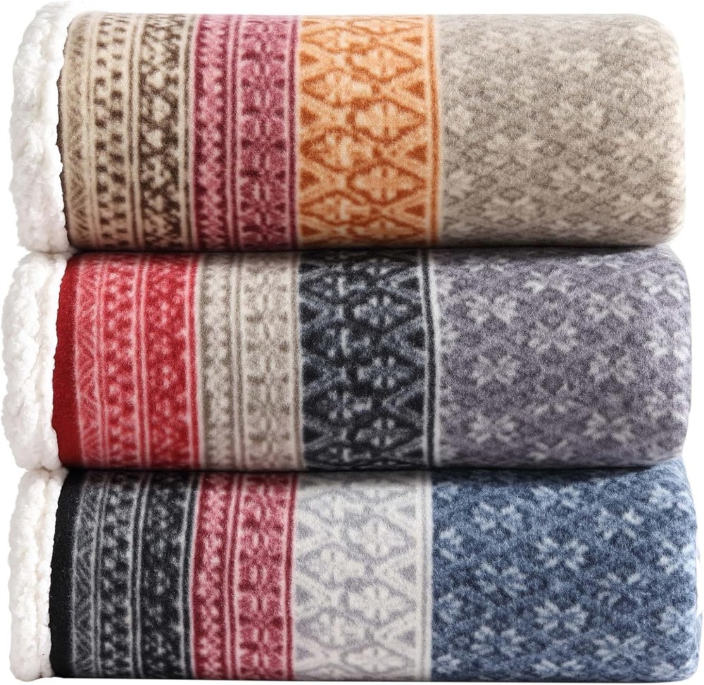 Throw Blanket Brushed Fleece & Plush Sherpa Bedding Throw Blanket Couch & Bed