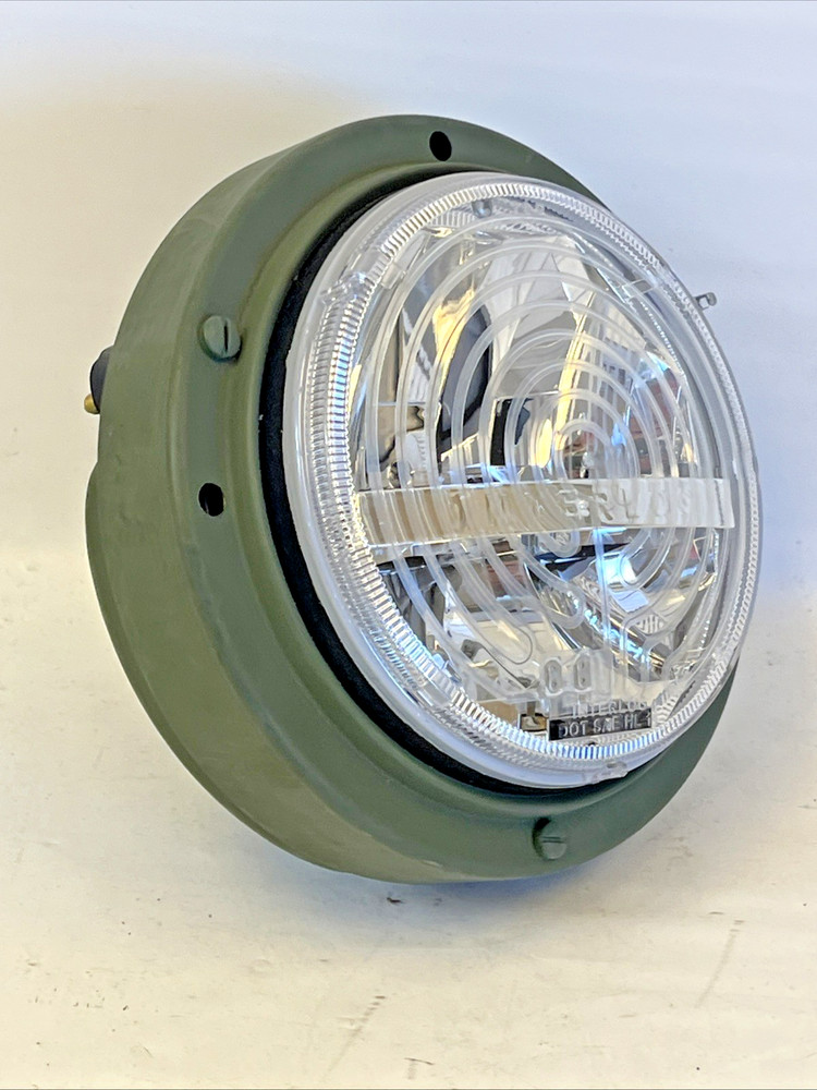 USGI M998, 3 Wire Interlog 13013616 7" Round LED Headlight w/ Green Housing NEW