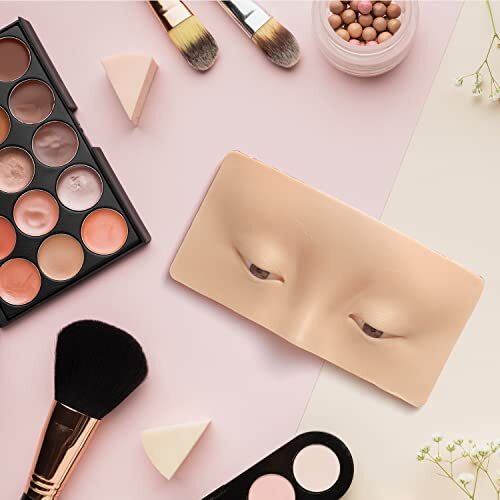 Makeup Practice Face Board, 3D Reusable Makeup Practice Face Board+White