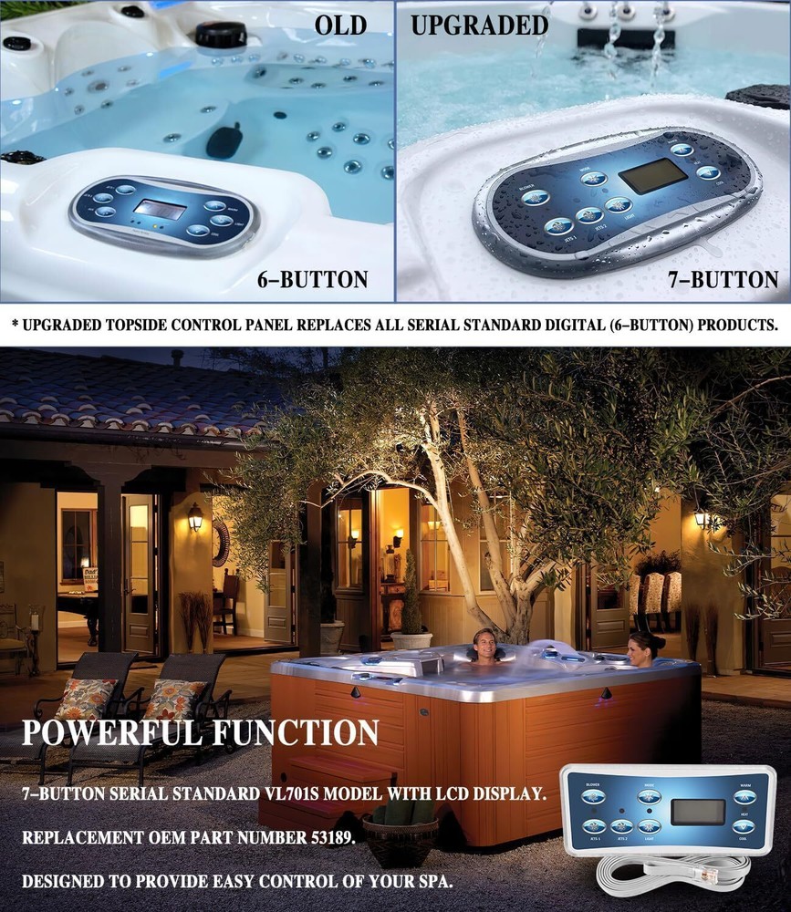 For Balboa 53189 VL701S Topside Control Panel with 7-Button VS510SZ Controllers