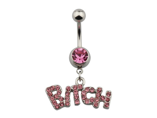 BITCH Belly Button Ring - White, Pink, Blue or Black - Navel Ring Belly Ring