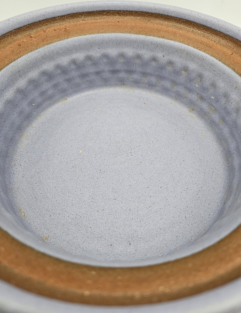 Signed Studio Pottery Dish w/ Lid ~ Unique Lavender Handled Dish & Dome Lid DWL