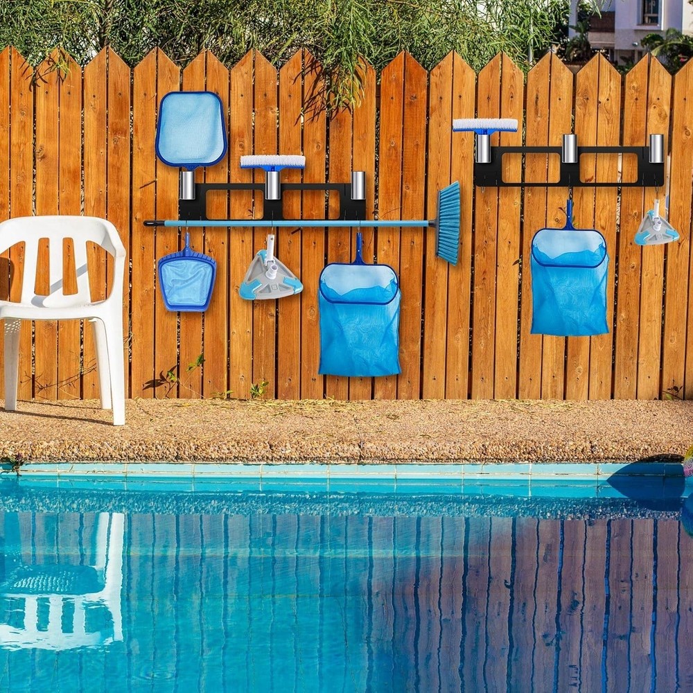 New Pool Tools Holders 2 Pack Holds Poles & Skimmer Attachments Tool Storage Dee