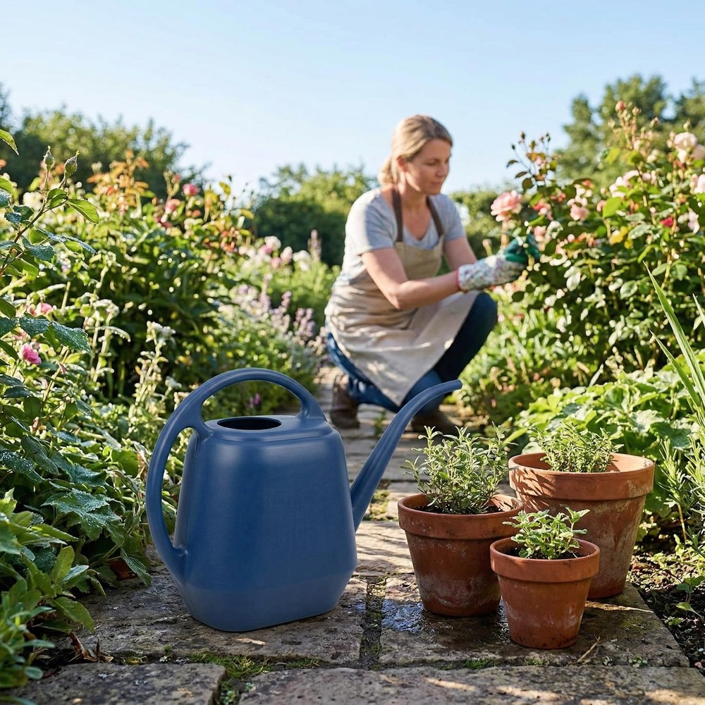 Plastic Watering Can Blue 1 Gallon
