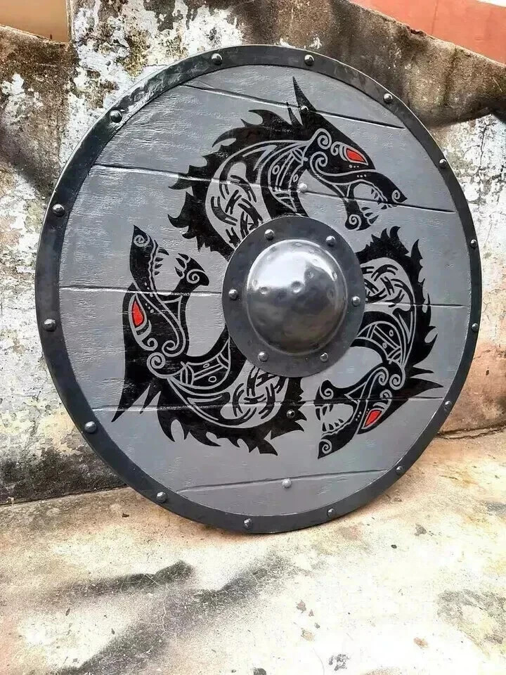 24'' Medieval Viking Shield Warrior Round Shield Armor Templar Battle combat