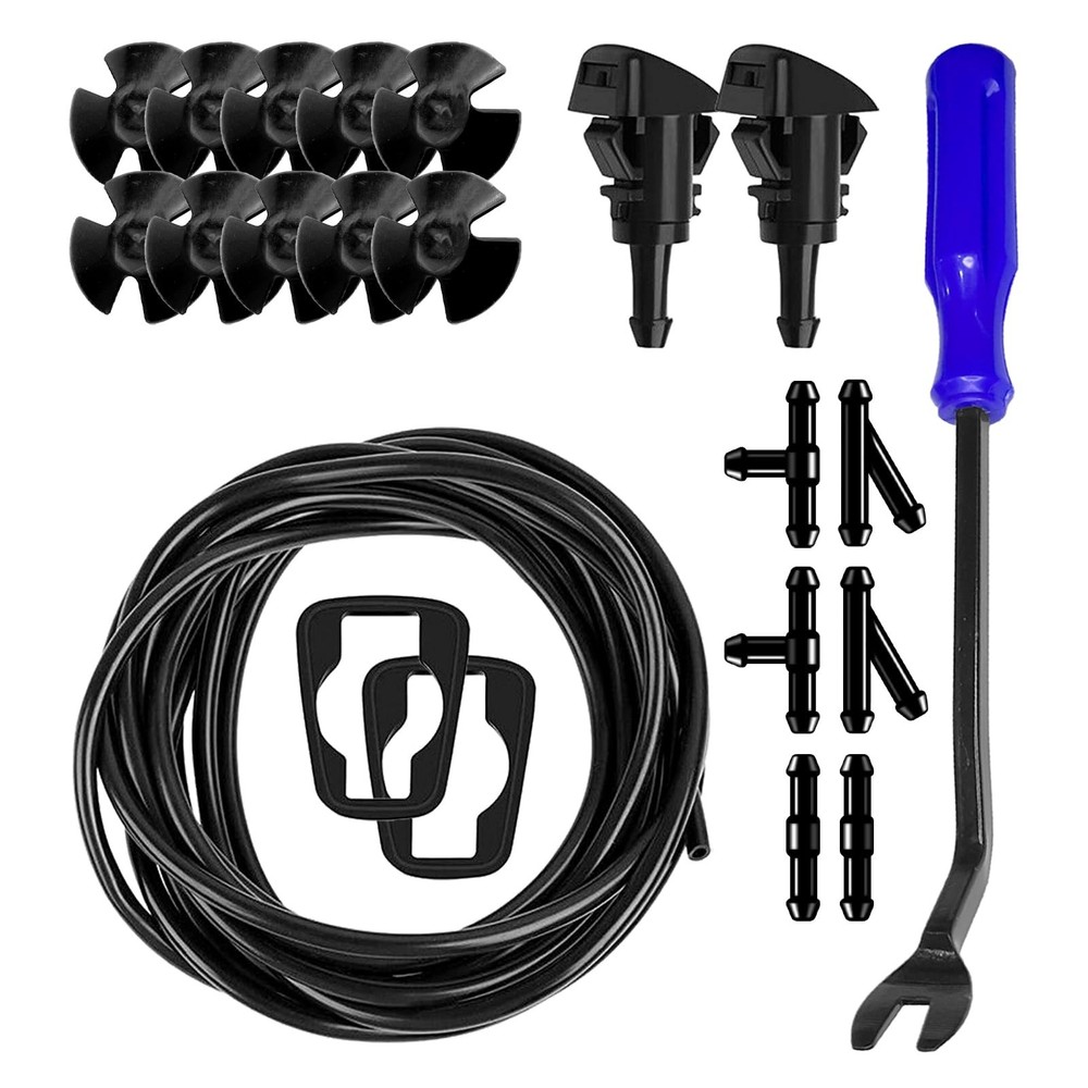 22 PCS Car Windshield Washer Nozzle Hose Kit, 4M Washer Fluid Hose, 6 PCS Hos...