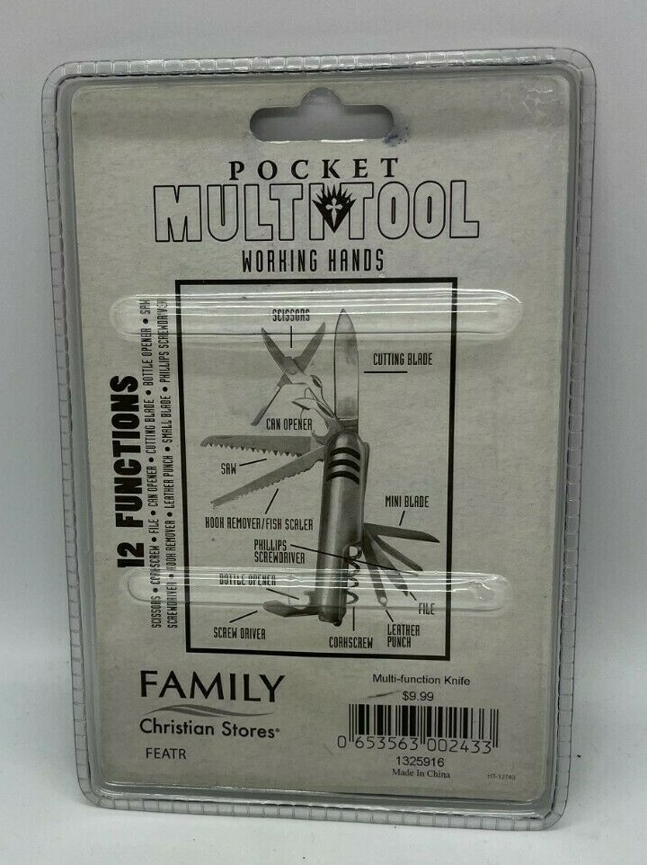 12 FUNCTION WORKING HANDS POCKET MULTITOOL STAINLESS STEEL NEW SEALED