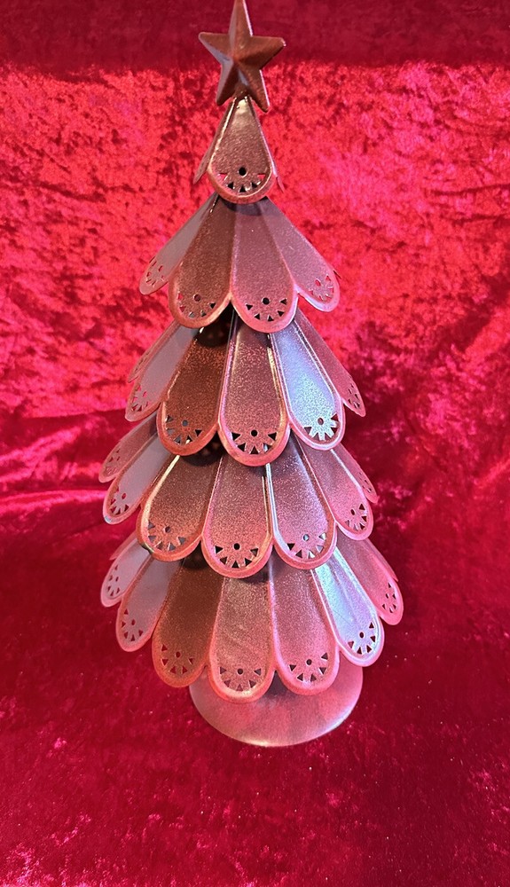 Decorative Tin Christmas Tree; Red