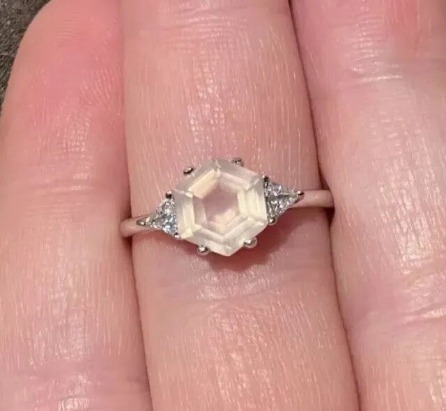 Rose Quartz Ring 925 Sz 7 Or 8