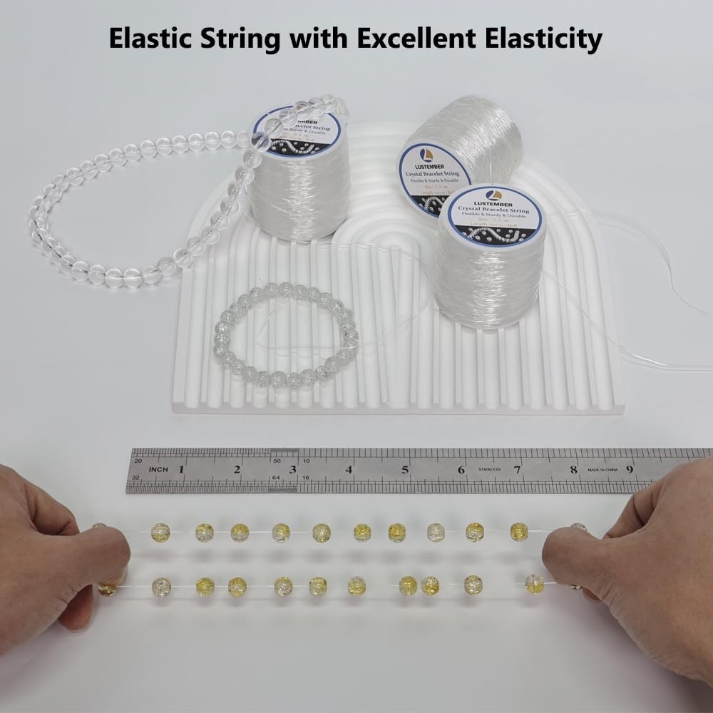 0.8 mm Stretchy Bracelet String, 3 Rolls Durable Elastic String, Clear Bead Cord