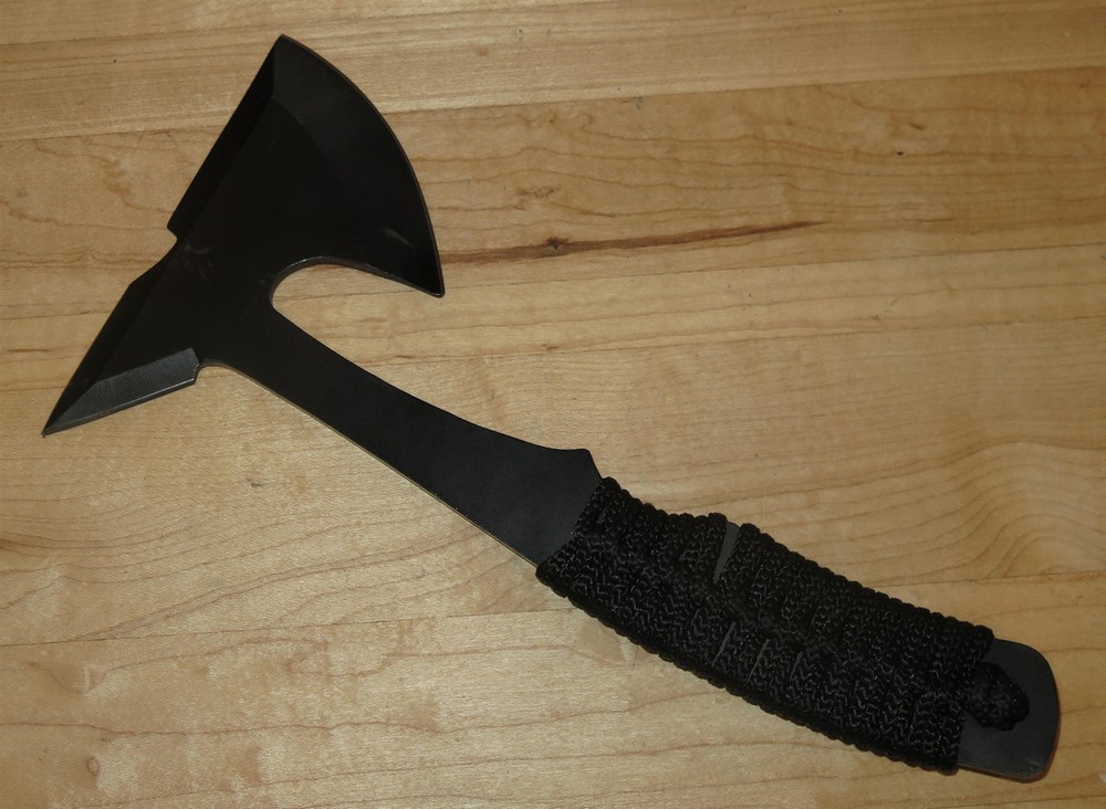 GVDV 9" Black Stainless Double-Edge Camping/Tactical Axe with Sheath