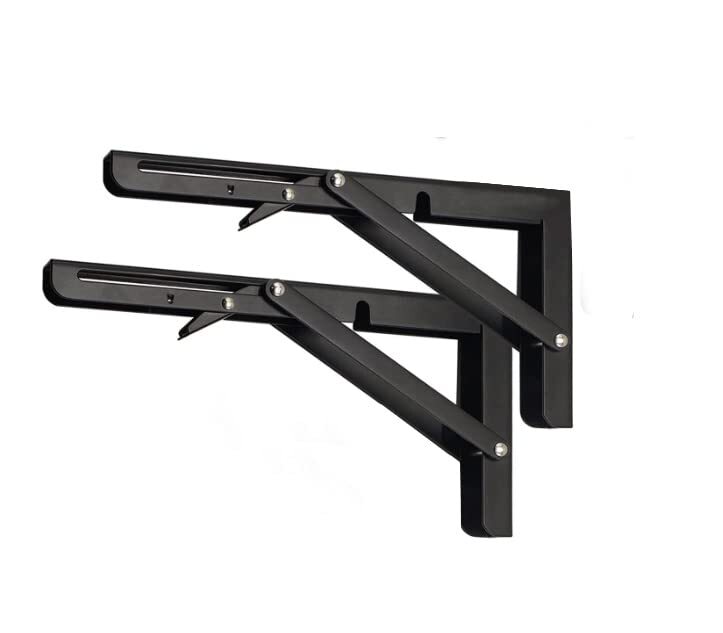 Black Folding Shelf Brackets Max. Load 220 lb Heavy Duty DIY Wall Mounted She...