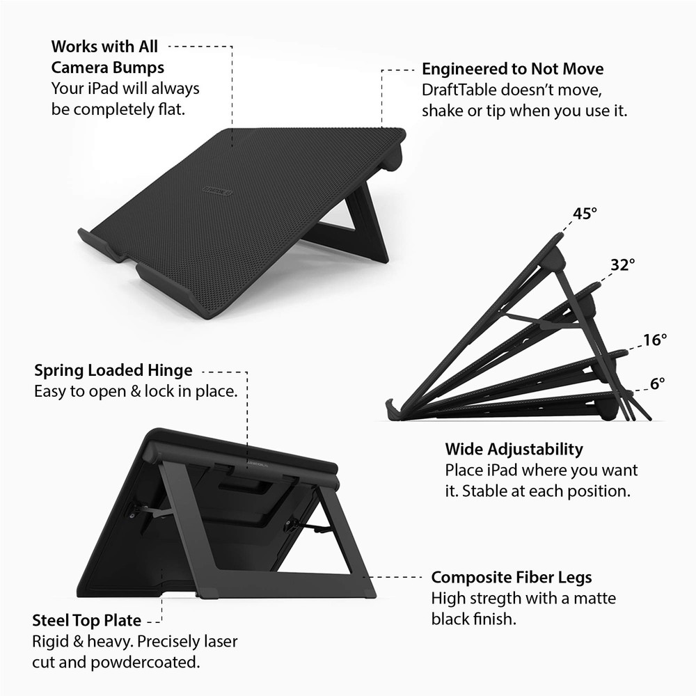 DraftTable V2 for iPad (Full Kit) : Rock-Solid & Adjustable | Stand Holder Do...
