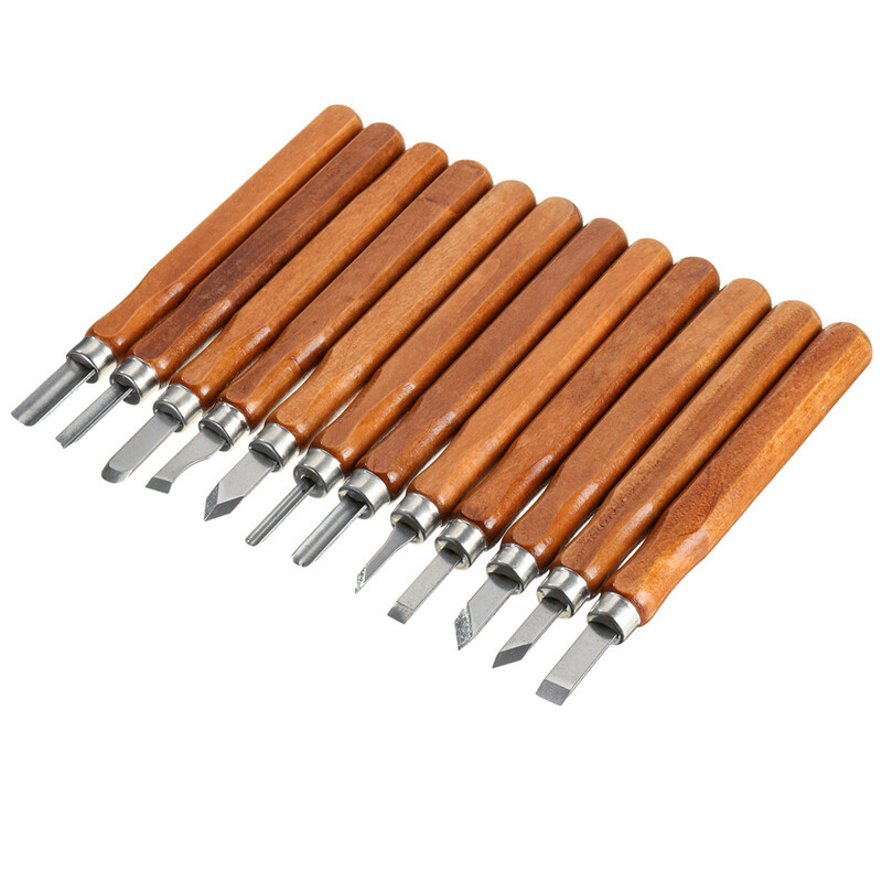 12Pcs Wood Carving Hand Chisel Tool Set Professional Woodworking DIY Gouges Kit
