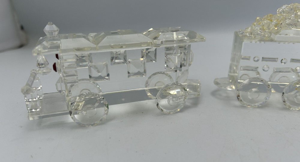 Handcrafted Crystal Glass Small 3 piece Signed Train Set