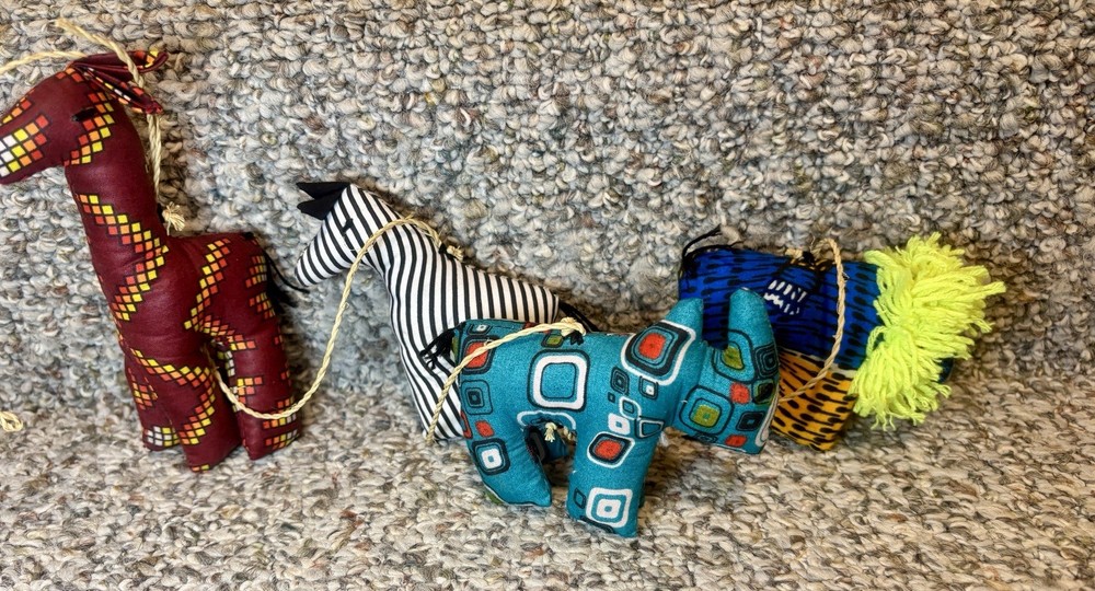 Primitive African Nursery Animals Wall Decor Stringed Colorful