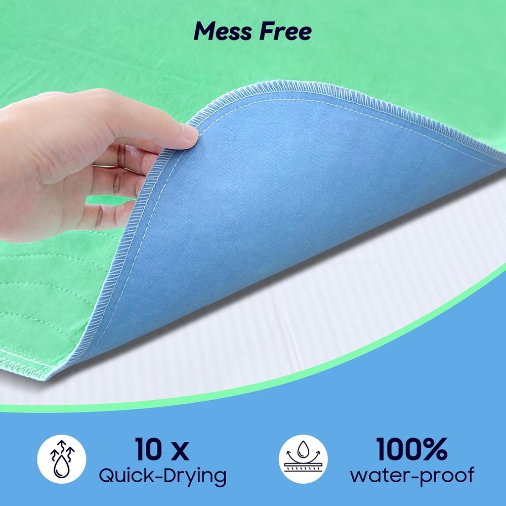 6 Pack 36” x 36” Heavy Absorbency Washable Underpads, Waterproof Quick Drying