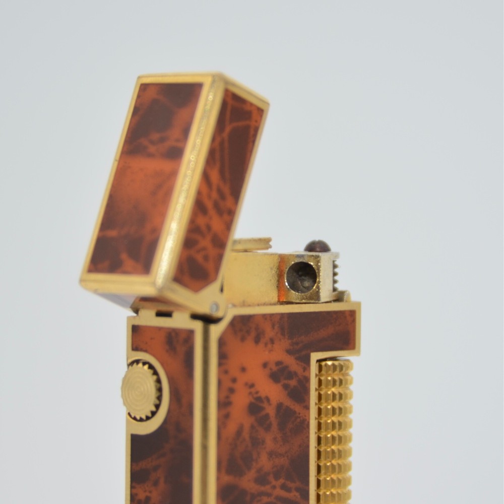 Dunhill Rollagas Lighter Laquer-Brown Shell-Ultrasonically cleaned_Working