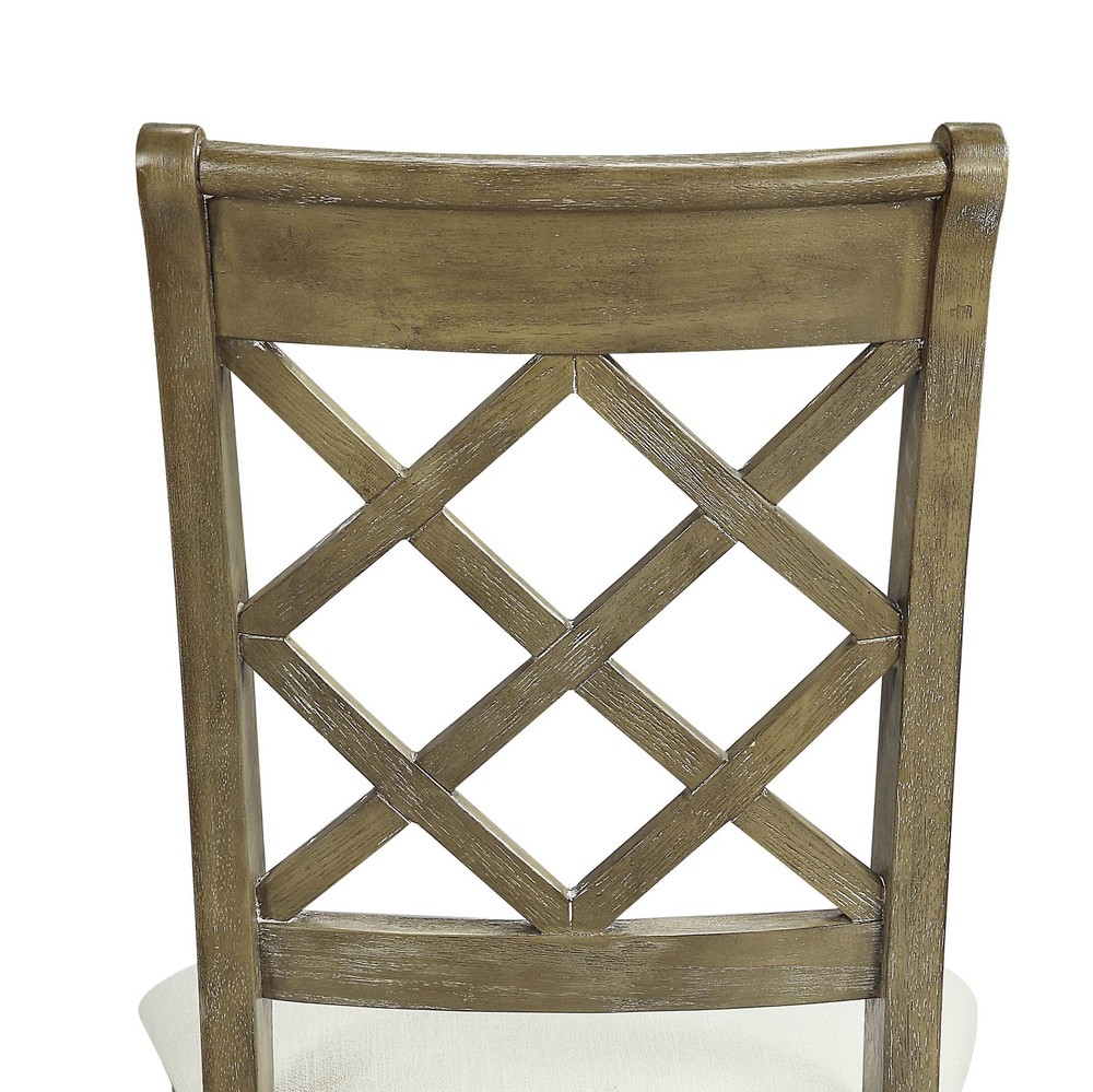 Karsen Beige Linen & Rustic Oak Finish Side Chair
