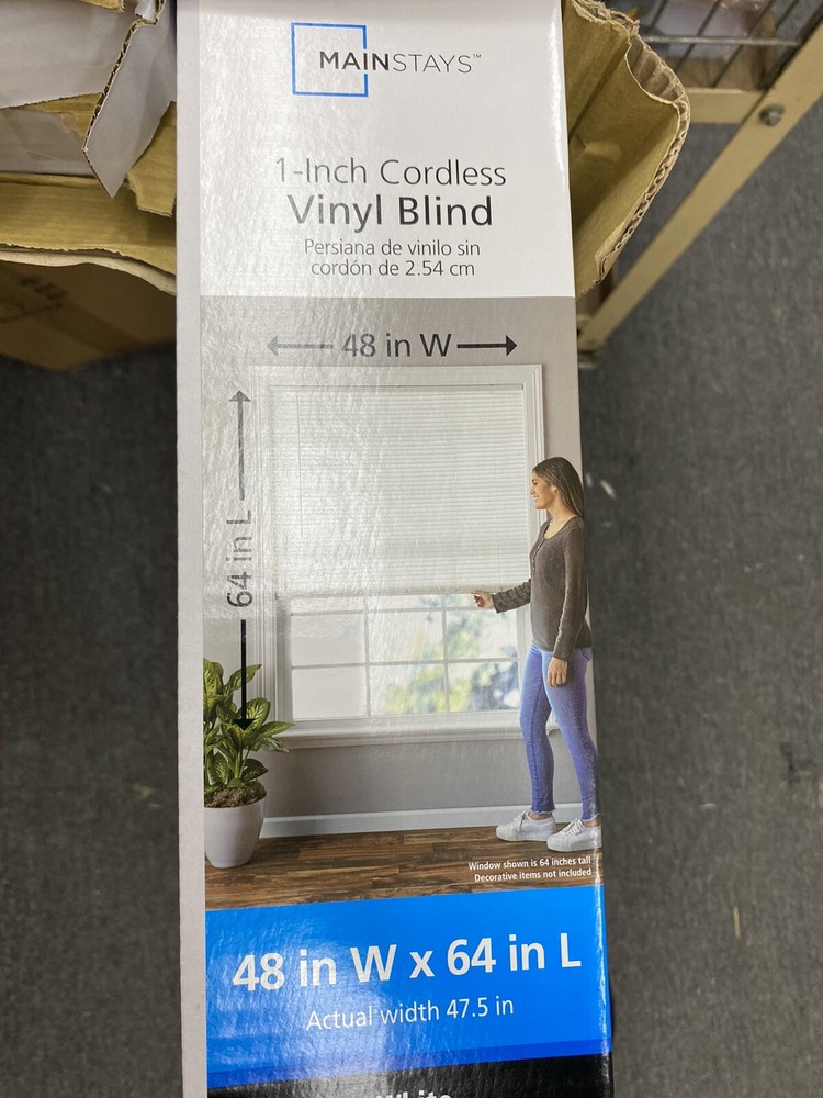 1" Cordless Vinyl White Blind 48x64