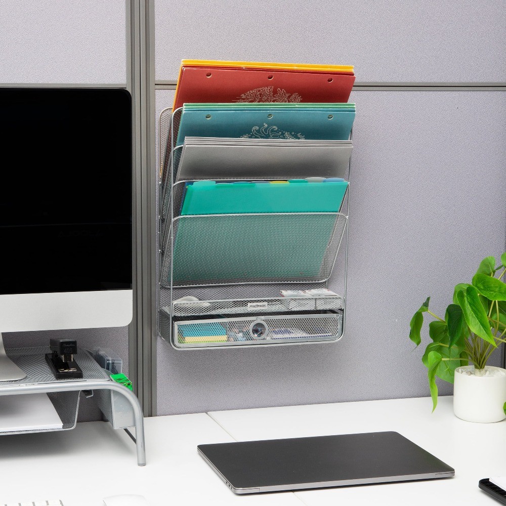 Mind Reader 4-Tier Vertical File Storage, Desktop Organizer, Wall Mount, Office